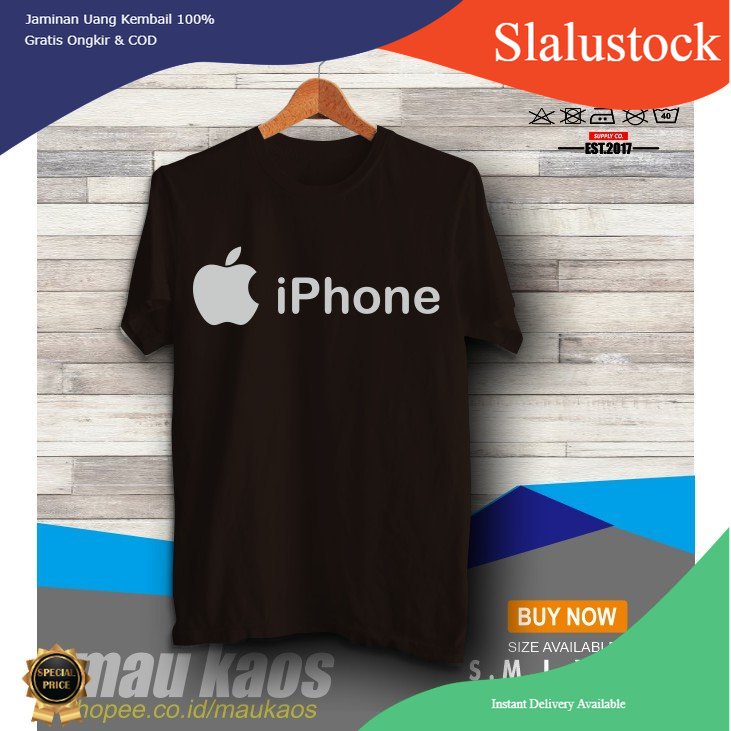 Slalustock Kaos Baju Iphone Apple Logo Kaos Gadget