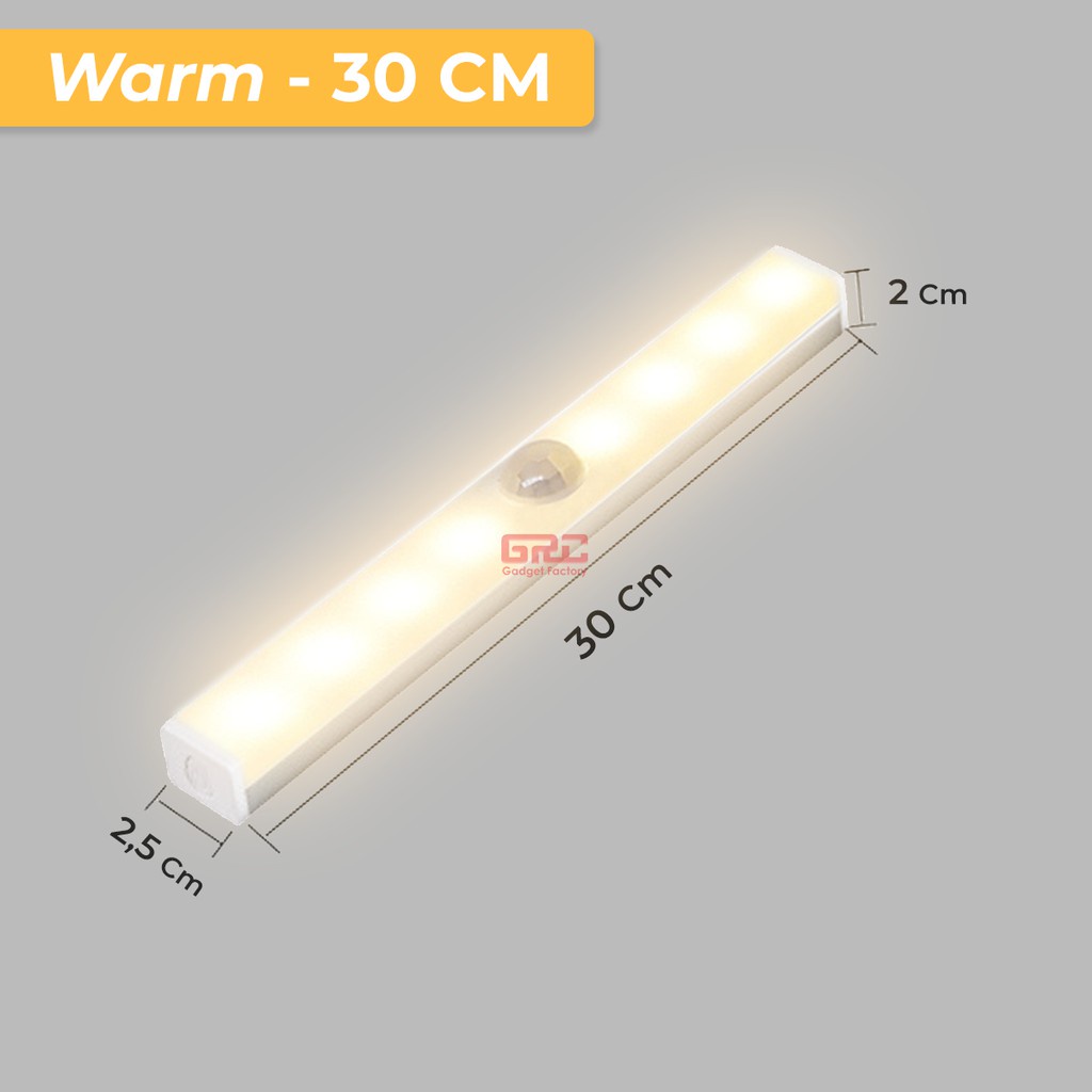 Lampu Baca Tempel Magnetic LED Sensor Gerak Lampu Dinding Lemari Kamar-30cm Warm
