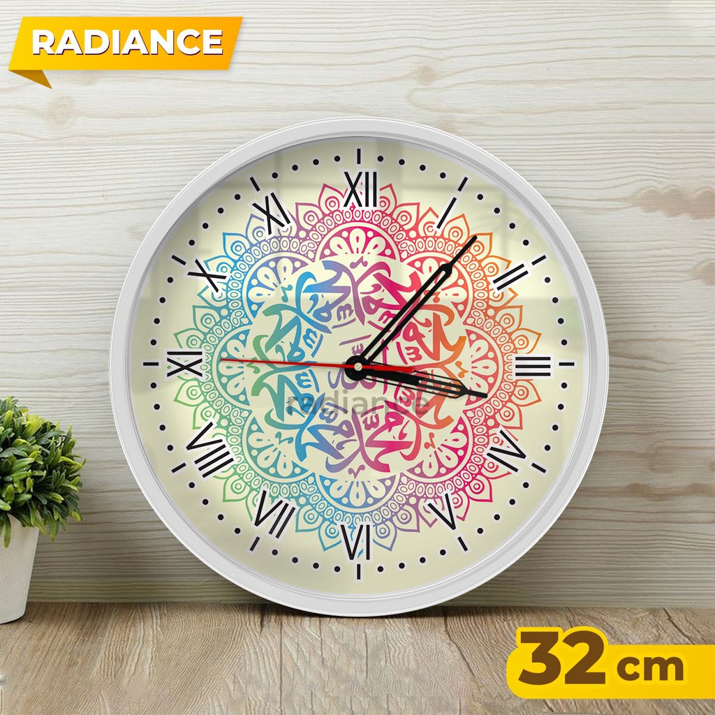 JAM DINDING kaligrafi calligraphy cantik murah kualitas bagus ada kaca dan bahan Tebal mesin awet