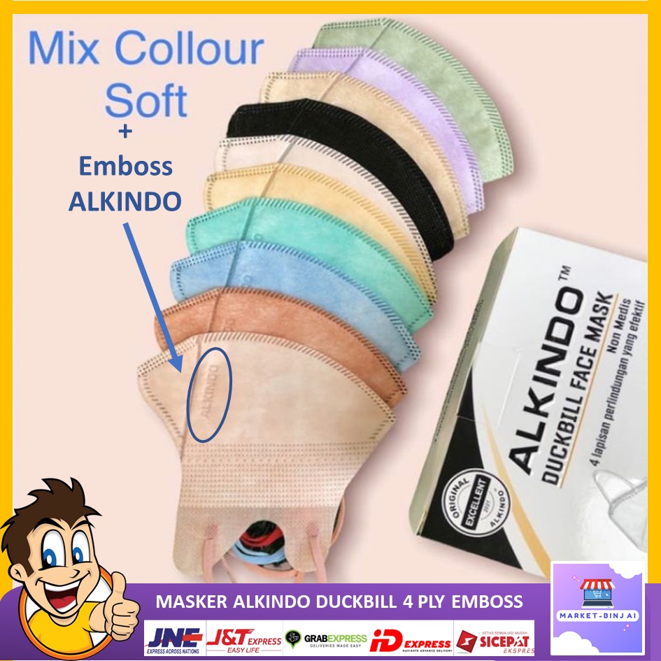 【BISA COD】Masker Duckbill Warna Warni Isi 50 / Masker Duckbill Alkindo 4PLY / Masker Duckbill Warna 