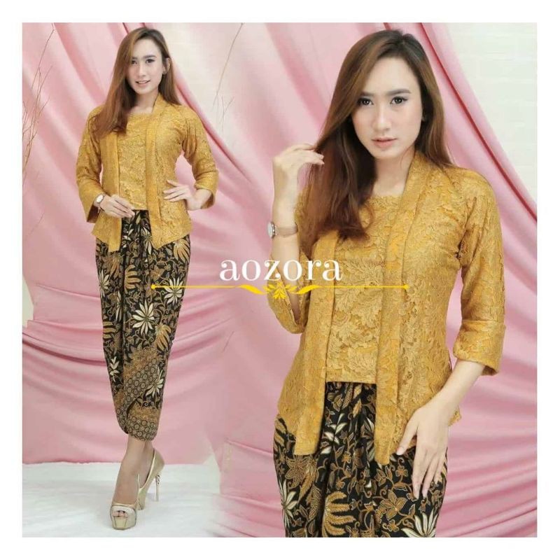 IndahKebaya | SETELAN KEBAYA KUTUBARU / ENCIM / BROKAT KEBAYA BUSUI / ROK LILIT BATIK JUMBO