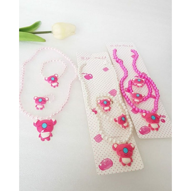 Set kalung mutiara anak unicorn cantik kalung set cincin gelang mutiara unicorn