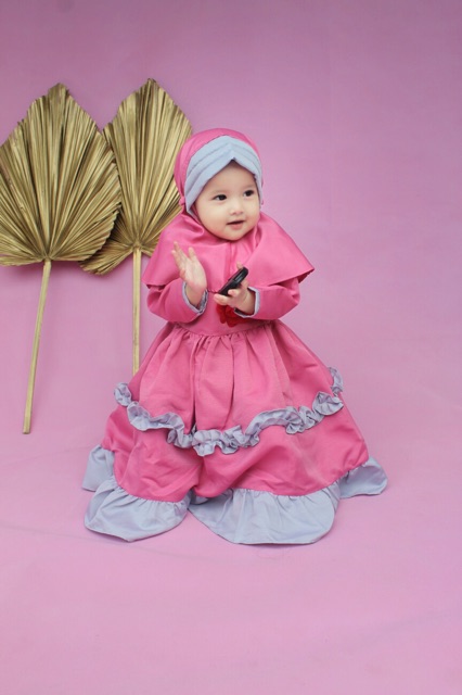 Callia gamis dress bayi 0 12 18 bulan balita anak cewek baby calia baby gamis pesta anak perempuan baju muslim anak dress muslim bayi baby flowy lebar