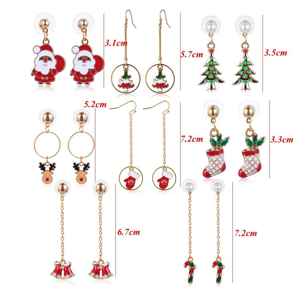 PREVA 1Pair Christmas Earrings Drop Dangle Bell Crutches Xmas Gift Hook Ear Stud