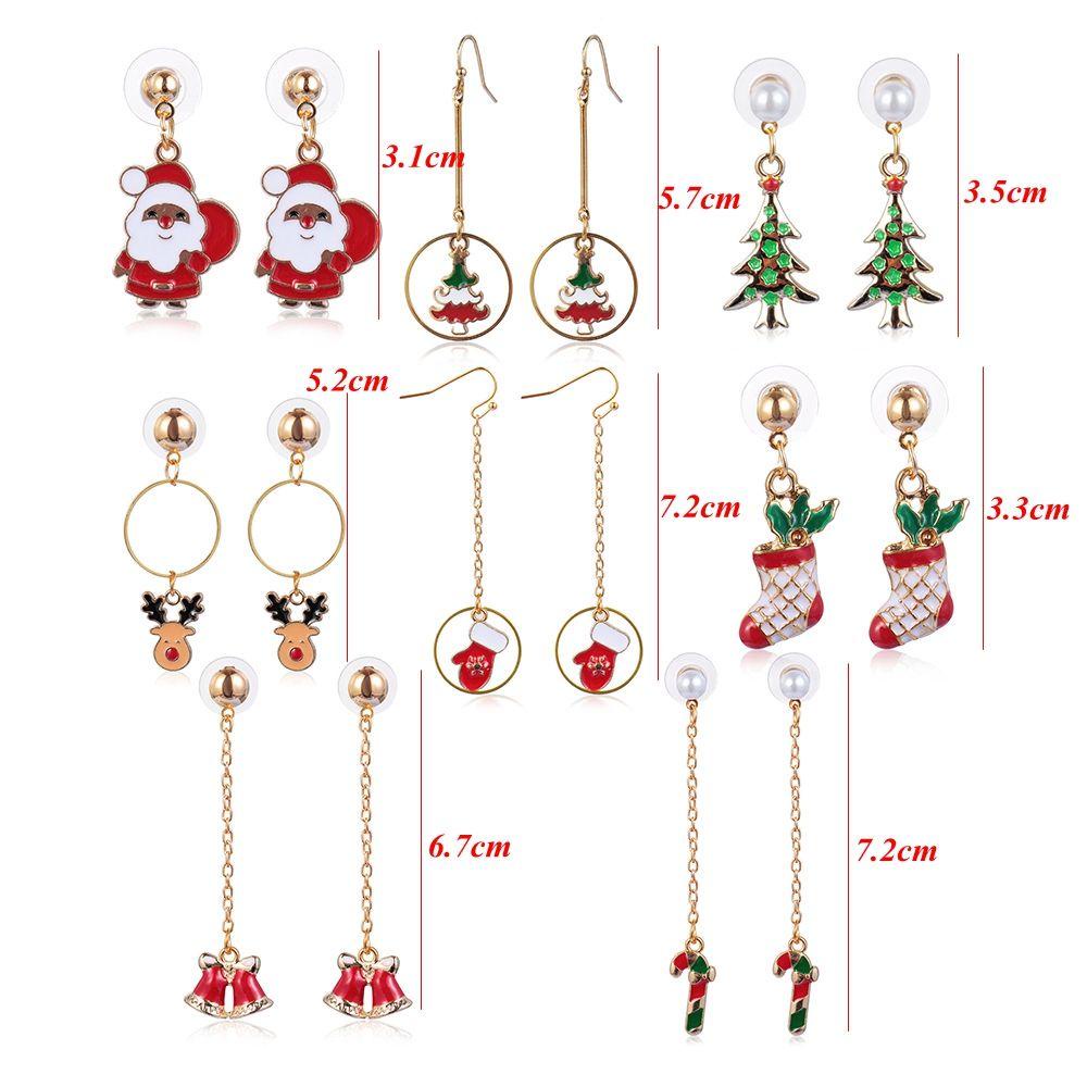 R-flower 1pasang Anting Natal Drop Menjuntai Kaus Kaki Kruk Xmas Hadiah Kait Telinga Stud