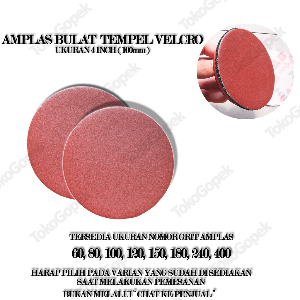 AMPLAS TEMPEL BULAT VELCRO 4&quot; INCH GRIT #60 - #400