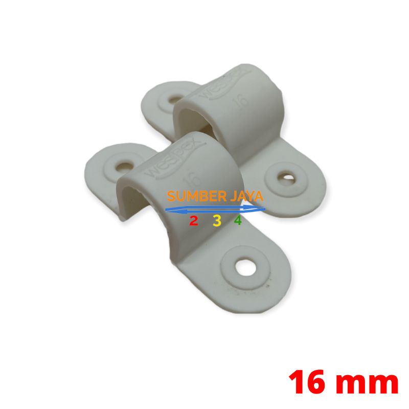 Klem pipa listrik 16 mm Putih / Clamp Pipa Conduit 16 mm putih TERMURAH