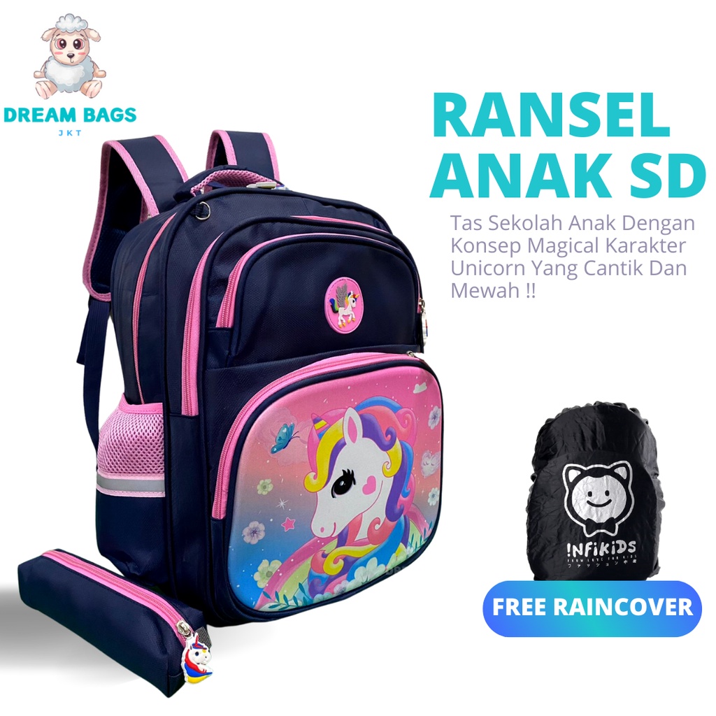 Dream Bags Tas Ransel Anak Perempuan Sekolah Unicorn DB 1919 Tas Anak Perempuan