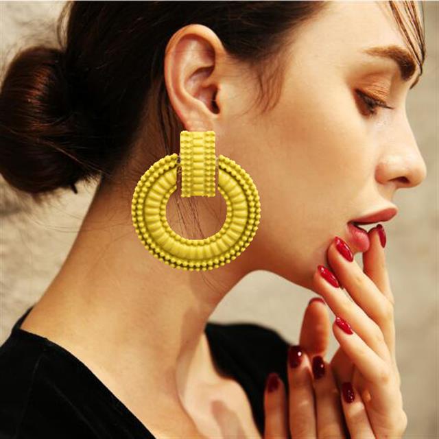 Efek cat anting-anting Eropa dan Amerika fashion perhiasan kepribadian geometri bulat logam anting-a