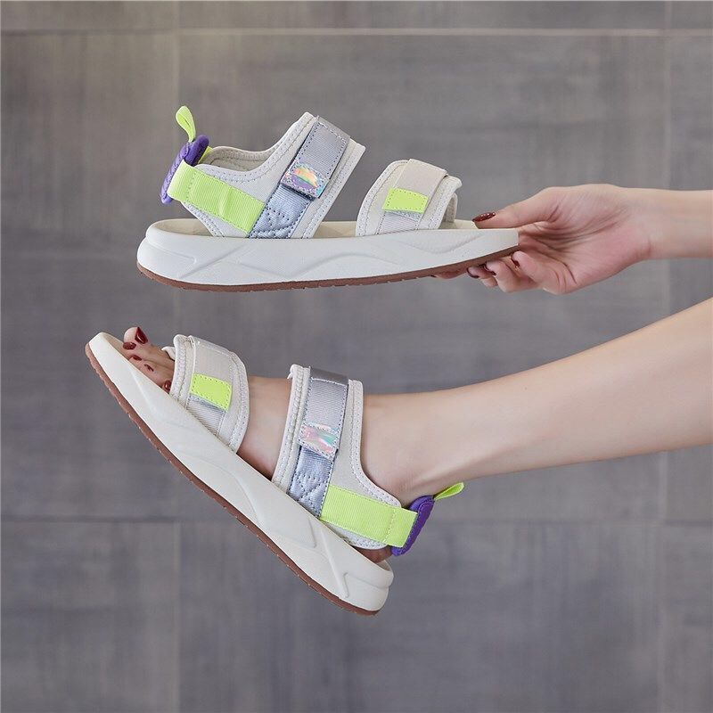 CUCI GUDANG TOPGROSIR TG1563 Sandal Gunung Wanita Import Tali Velcro Bahan Kanvas Korean Style