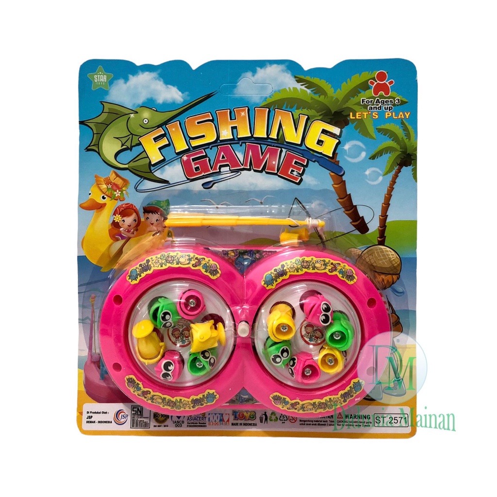 mainan anak pancing ikan magnet rotary 2 kolam fishing game
