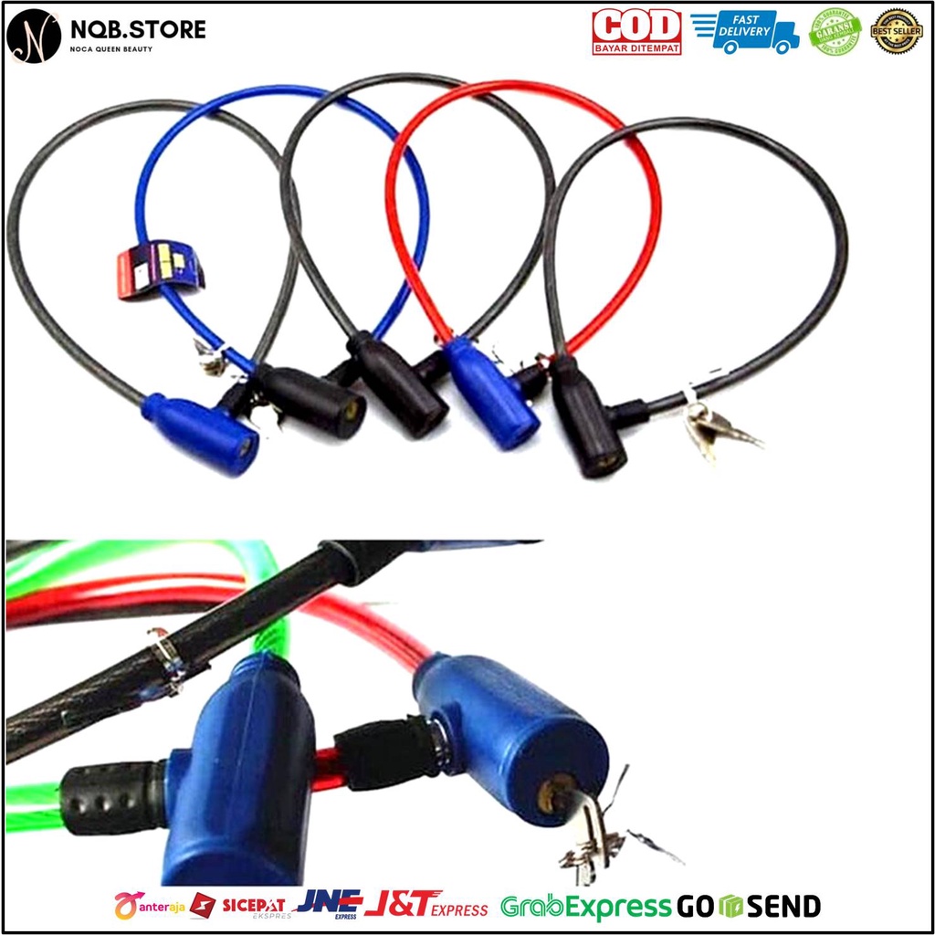 NQB - Kunci Roda Sepeda Seling Baja Pengaman Helm Cakram Ban Motor - GEMBOK SELING