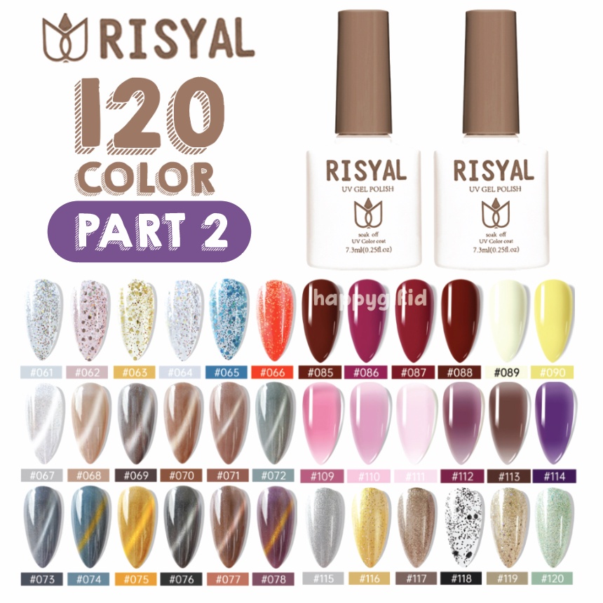 (41-80) RISYAL Cat Kuku Kutek Soak Off Gel Halal UV Polish 7.5 ml KU036