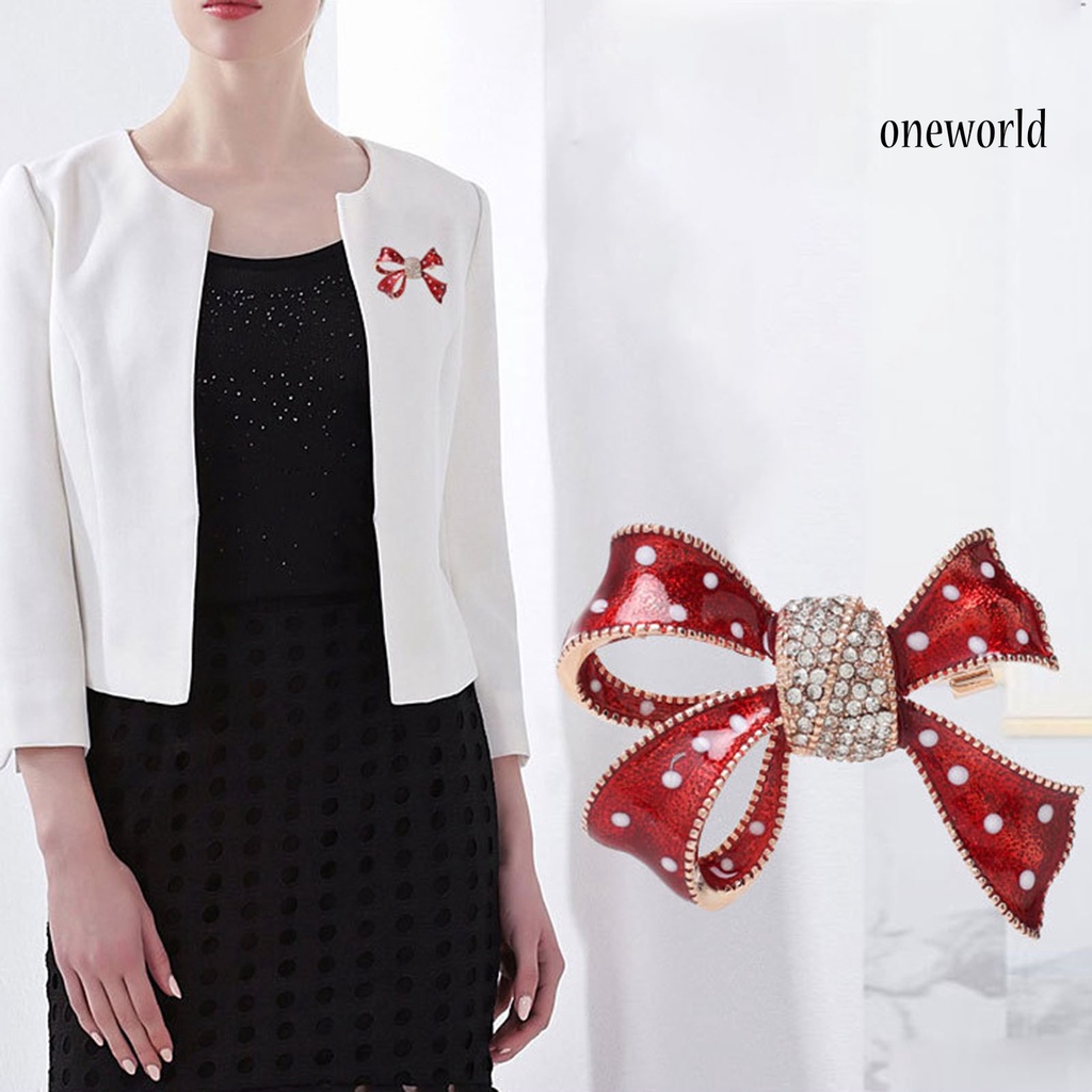 OW@ Brooch Bow-knot Elegant Temperament Shine Universal Stylish Brooch Pin for Banquet