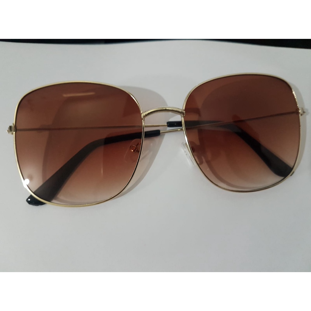 [CDM] KACAMATA BENTUK KOTAK FASHION WANITA PRIA / SUNGLASS LENS GUARDIANT NEW IMPORT-GOLD COKLAT