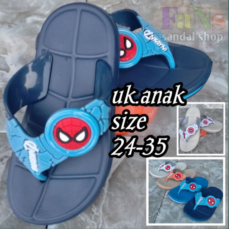 Sandal Anak Karakter Spyderman/kapten Amerika(inkayni)