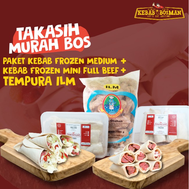 

PAKET KEBAB FROZEN MEDIUM, FROZEN MINI FULLBEEF DAN TEMPURA ILM