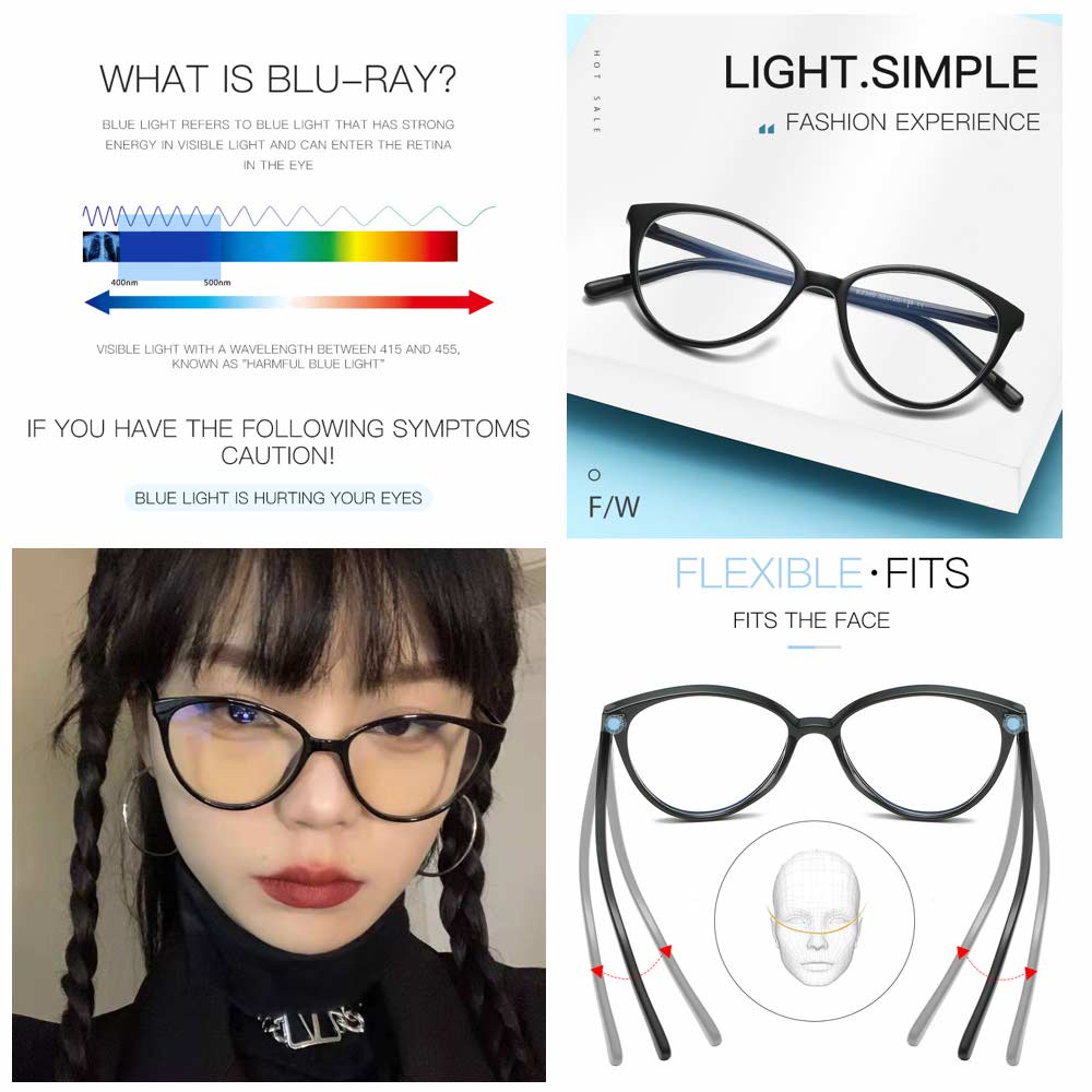 Kacamata Anti Radiasi [ Transparan ] Blue Ray Lens - Pria dan Wanita - Design Korea - HM8091