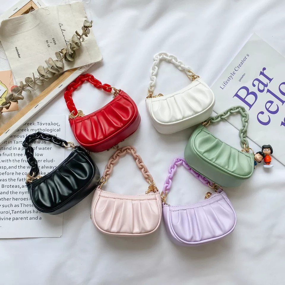 Tas Selempang Wanita Korea Smiley Kerut / Tas Rantai SMILEY KERUT