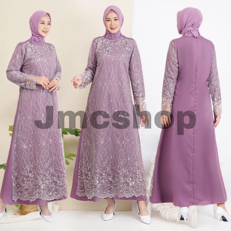 G002 - Gamis tulle brukat hanami mutiara maxi long dress remaja dewasa kondangan