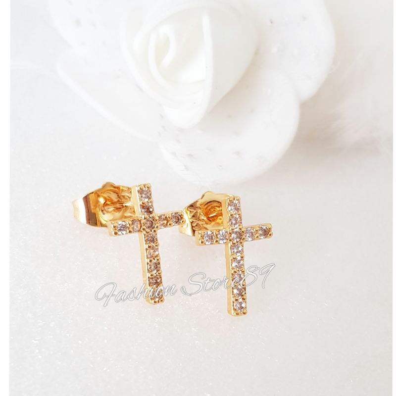 Ready Anting Tusuk Salib Fashion anting rohani perhiasan lapis emas xuping yaxiya impor anting dewasa anting salib bestseller bestquality premium impor