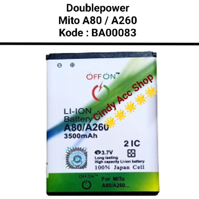 Baterai Doublepower Mito A80 A260 BA00083 Batre Doublepower Battery