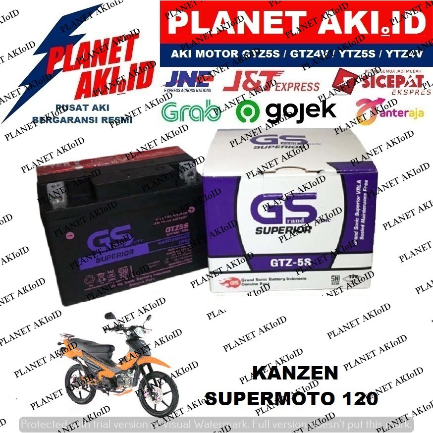 Aki Motor Kanzen Supermoto 120 GTZ5S Accu Kering MF