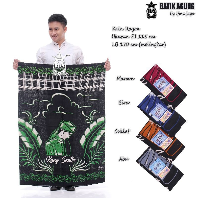 SARUNG SANTRI MOTIF KANG SANTRI SORBAN WARNA MERAH COKLATBIRU HIJAU ABU