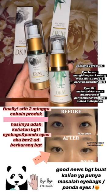 DKM Cream Eye Lift Collagen &amp; Serum BPOM kantung mata panda kerutan keriput penuaan dini