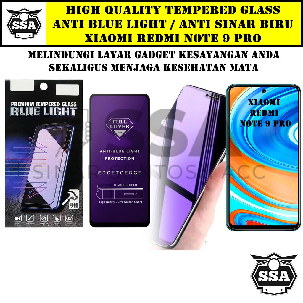 Tempered Glass Xiaomi Redmi Note 9 Pro Anti Blue Light Anti Sinar Biru Ori Original Hp Pelindung Layar Temper Anti Lecet Gores TG Murah Berkualitas