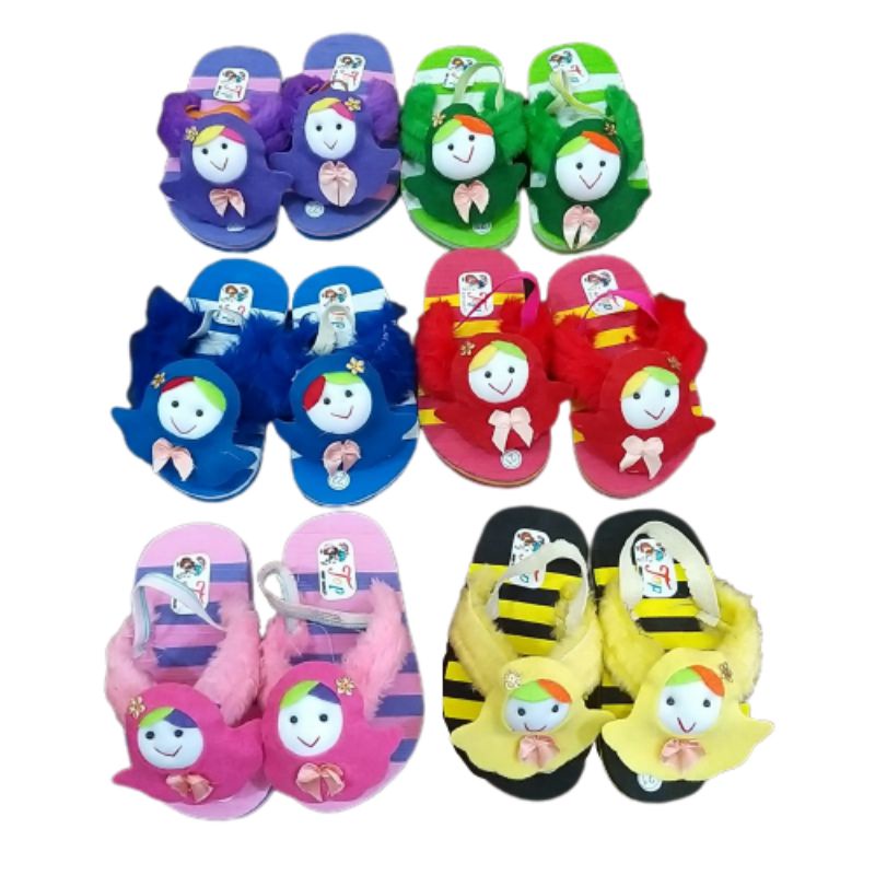 [1-3 TAHUN] Sandal Jepit Anak Perempuan Pelangi Sendal anak cewe / SANDAL BABY KIDS BONEKA HIJAB / SANDAL PREWALKER BAYI BONEKA HIJAB