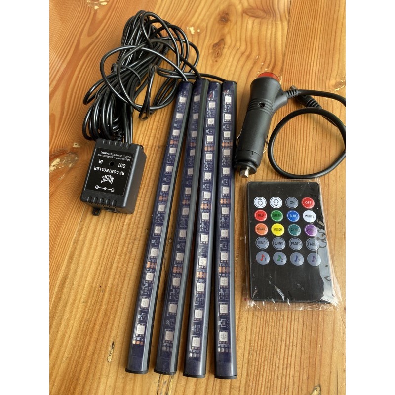 Lampu DRL LED Kolong Dashboard Mobil Remote + Music 22cm 12 led