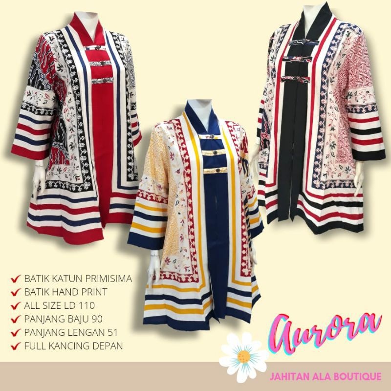 (COD) - TOP TUNIK BATIK MUSLIMAH AURORA / TUNIK BATIK KERJA / GAUN PESTA