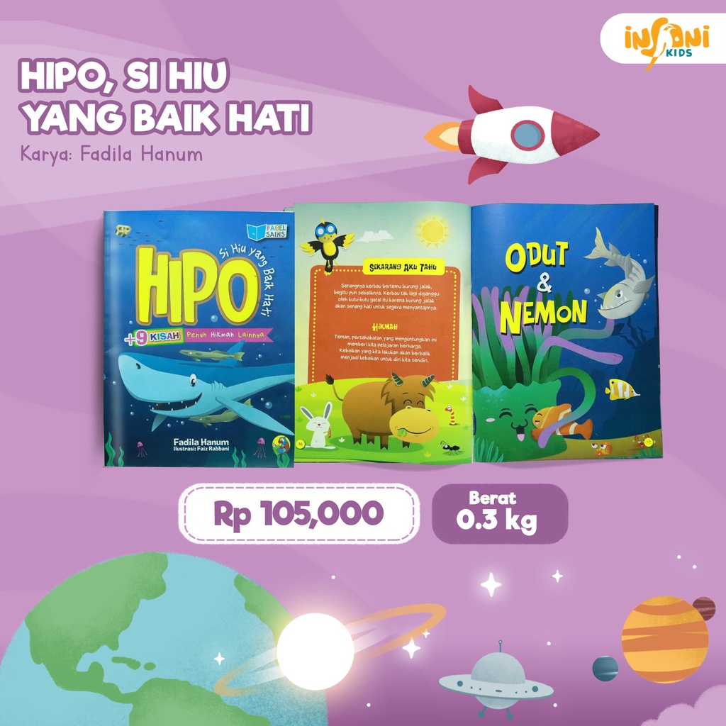 Buku Hipo, Si Hiu Yang Baik hati - + 9 Kisah Penuh - Gema Insani 100% Original