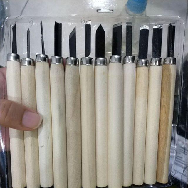 Set Pisau Ukir Pahat Kayu 12 In 1 Wood Carving Art Knife