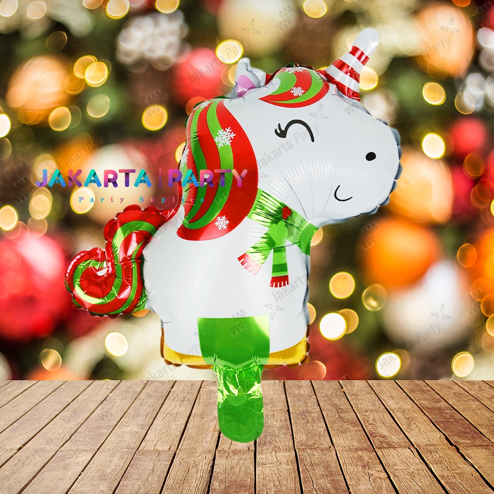 Balon Foil Unicorn Christmas Mini / Balon Natal Mini / Balon Xmas