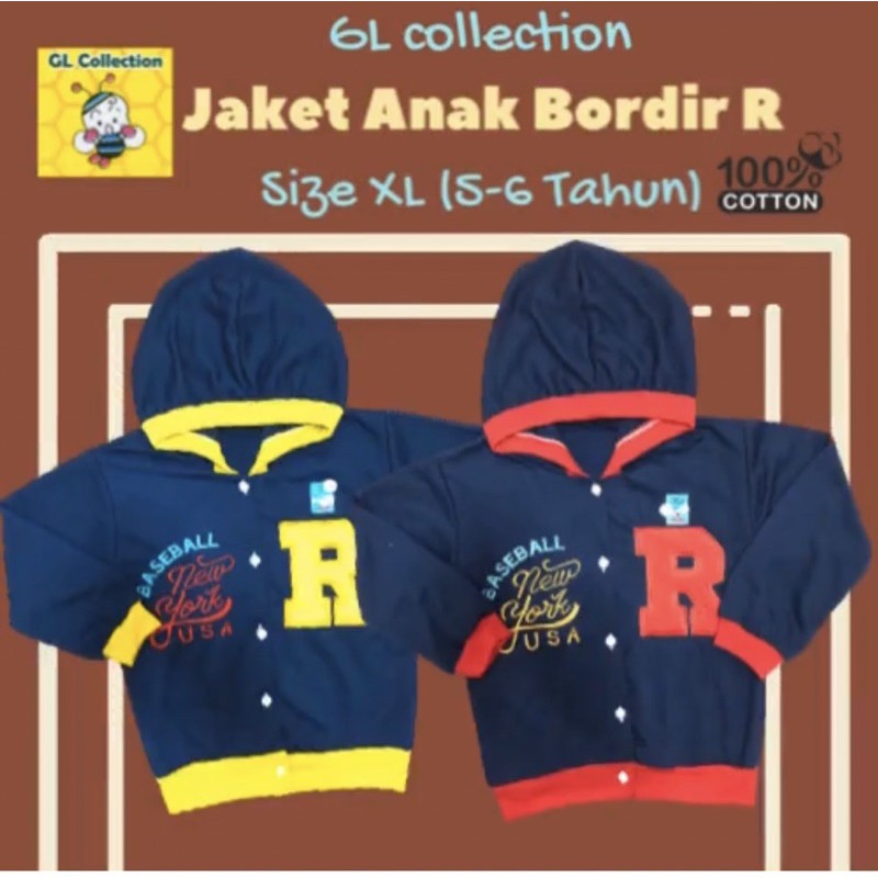 Jaket Kaos Hoodie Anak Bordir Size S M L XL All Size 6 Bulan - 6 Tahun