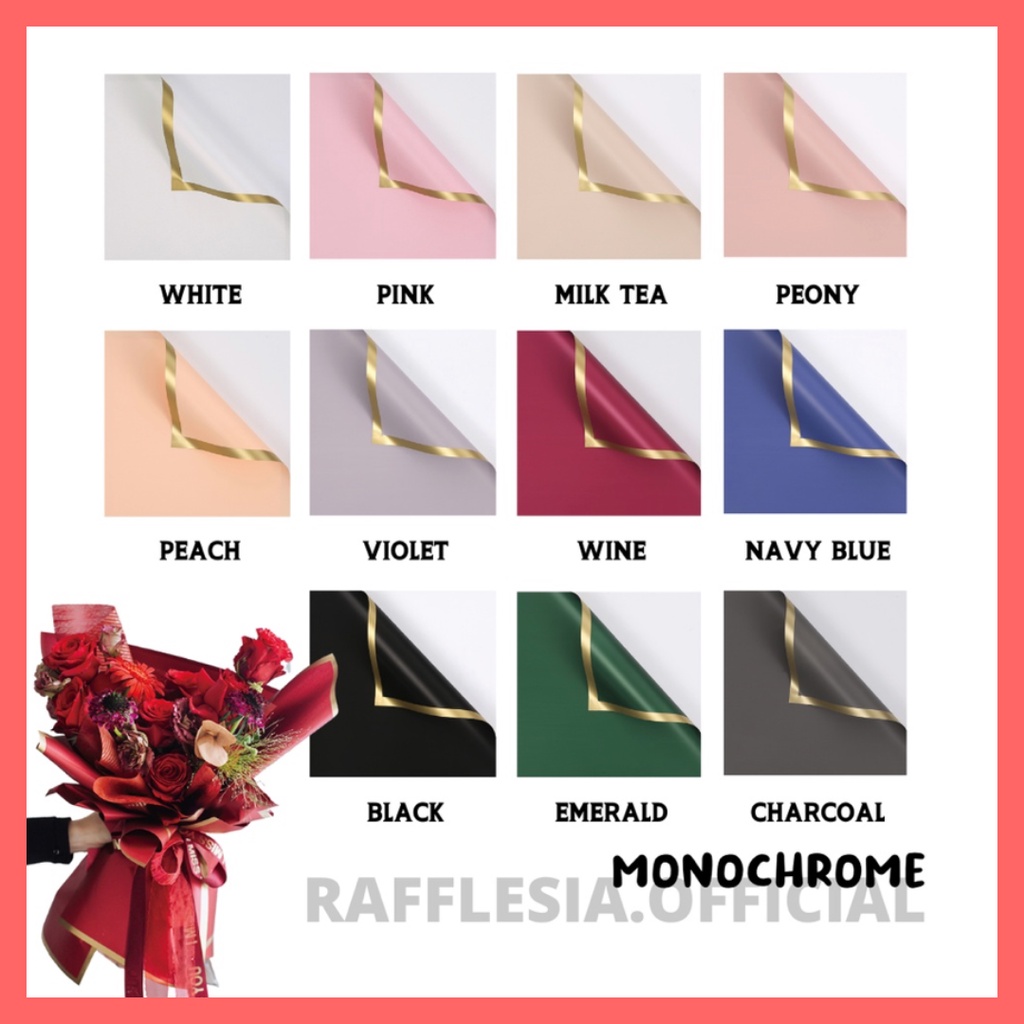 

[5 LEMBAR] Flower Wrapping Paper Varian List Gold Solid Emas Kertas Buket Bunga Cellophane Florist Kertas Kado