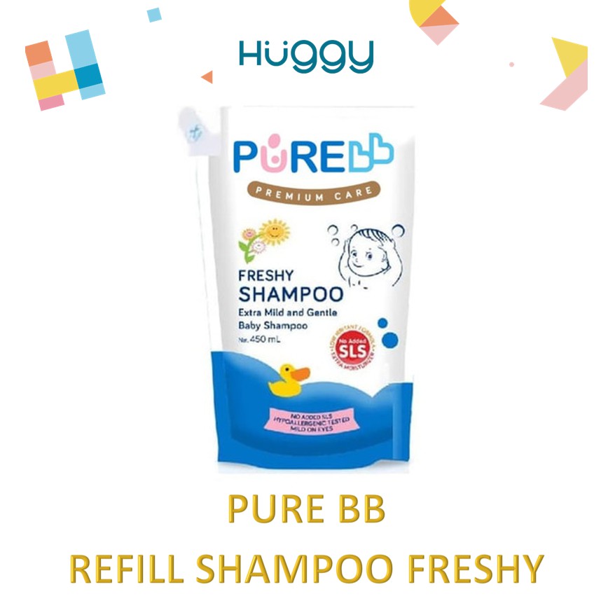 Pure BB Baby Shampoo Refill 450ml Freshy Fruity Shampo Bayi