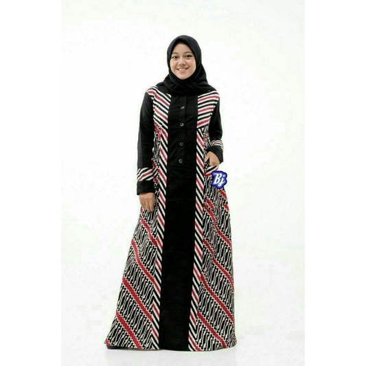 gamis batik kombinasi katun