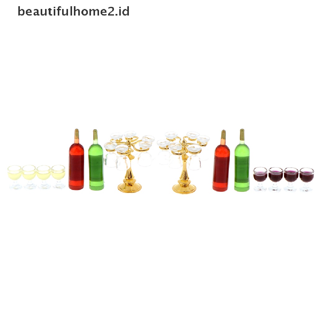 [beautifulhome2.id] 13Pcs/set 1:12 Dollhouse Miniature Wine Bottles Cup Holder Dollhouse Accessory ID