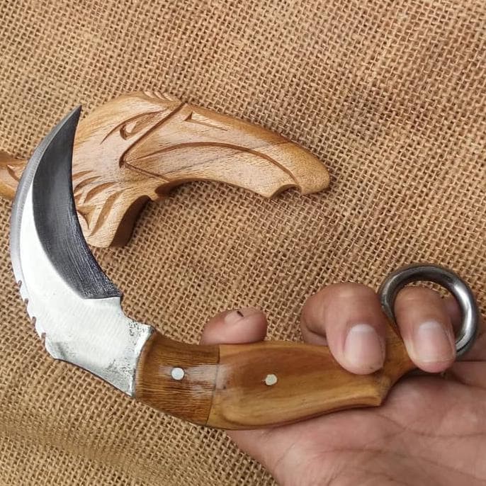 Kerambik Seni Kepala Elang Garuda 2 Sisi Kerambit Ukir Silat