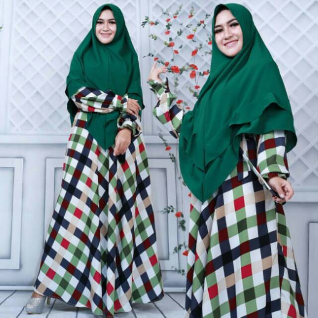 Gamis dress syari kotak