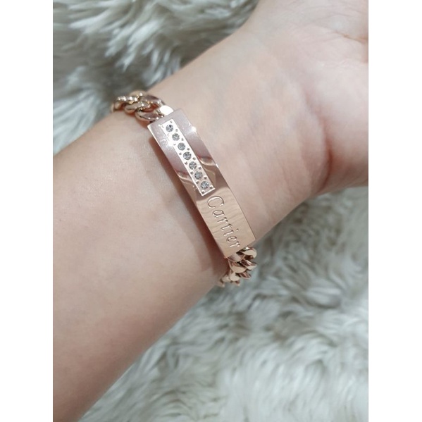 Gelang Titanium Asli Rantai Rosegold Branded Band Stainless steel anti karat anti alergi 173