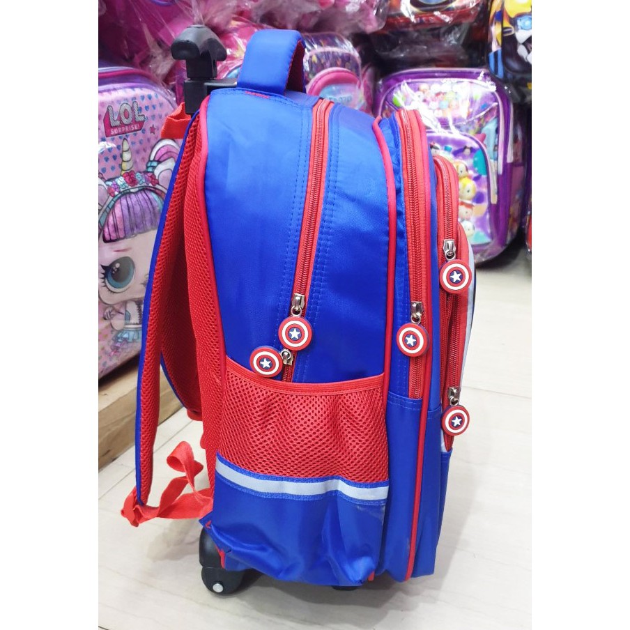 TAS DORONG TROLLEY ANAK SEKOLAH SD LAKI LAKI GAMBAR JAGOAN ROBOT SUN TIMBUL 4RESLETING IMPORT