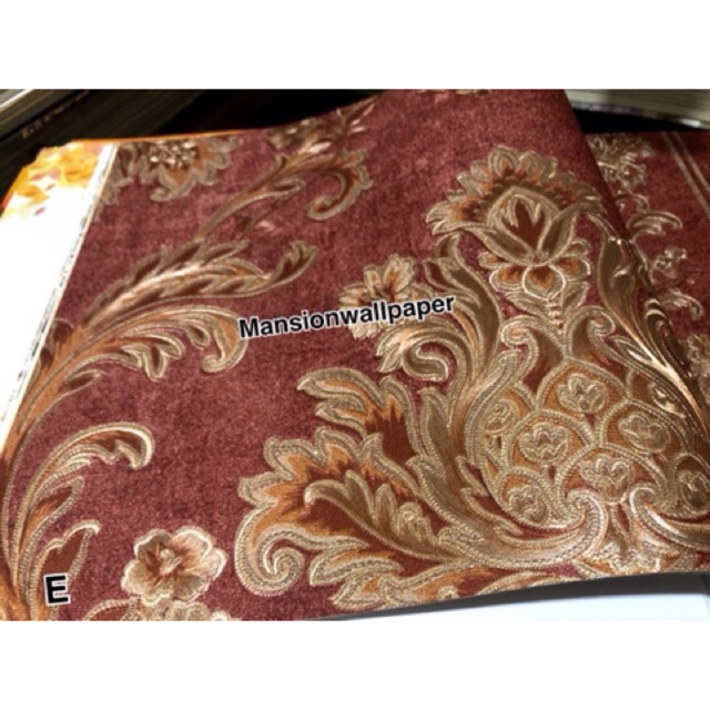 Wallpaper Dinding Damask Klasik Gold Coklat Merah Mewah | Shopee Indonesia