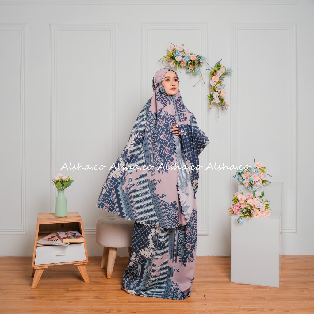 Mukena Dewasa Mukenah Maxmara Printing 2 in 1 Series Lasercut