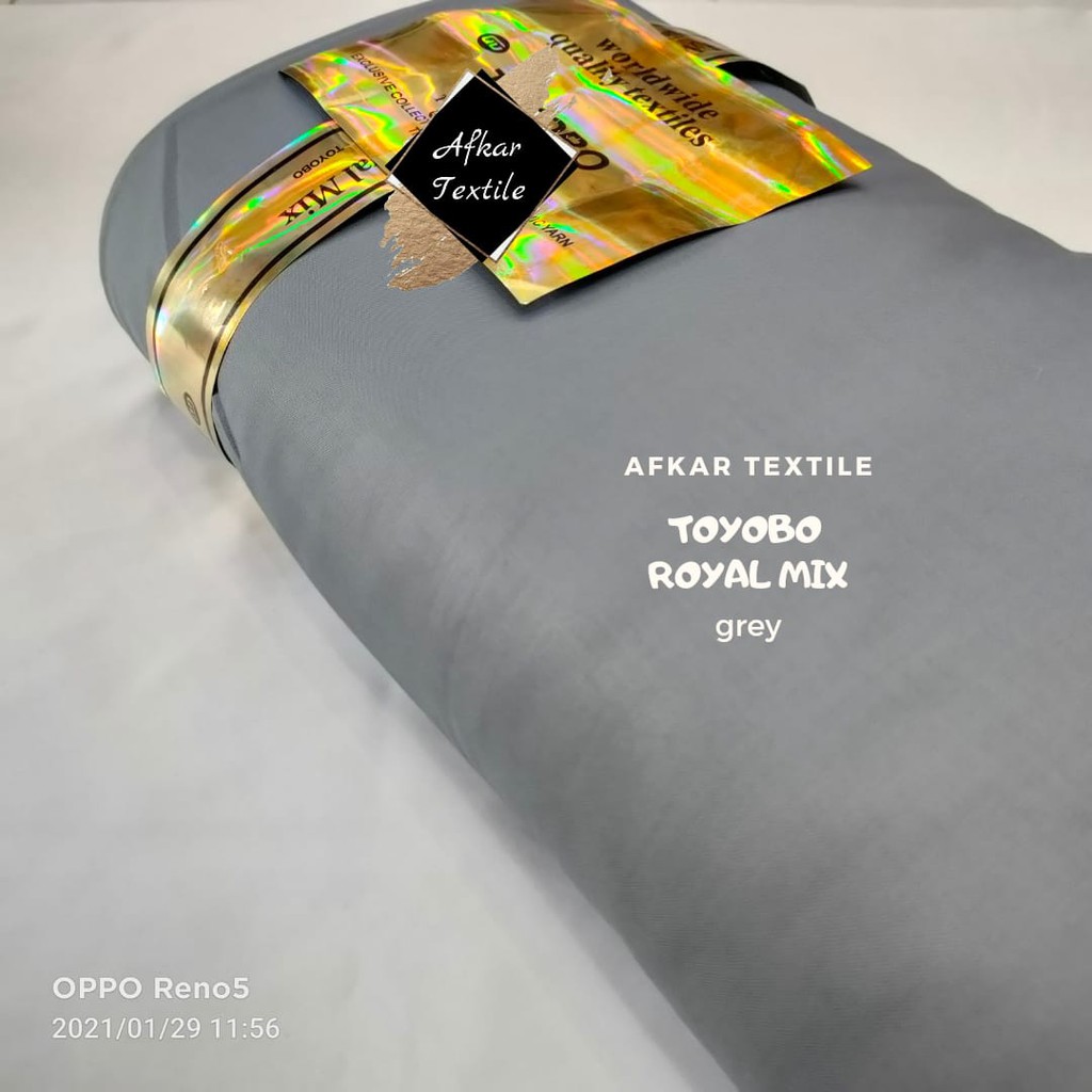 [TERMURAH] KAIN KATUN TOYOBO ROYAL MIX / Royalmix Premium Import / 100% Original Toyobo / Tidak KW-37 Grey