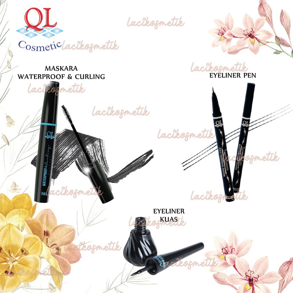 ✨LACIKOSME✨ QL MASKARA WATERPROOF &amp; CURLING / QL EYELINER WATERPROFF + KUAS SABUN GOAT MILK