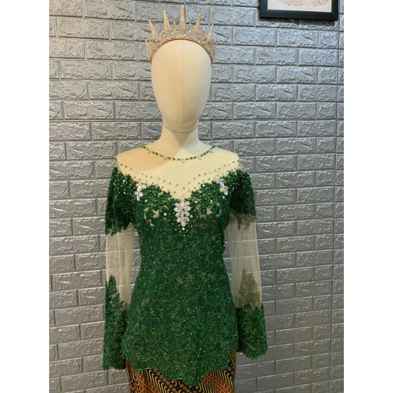 Atasan Kebaya Jumbo/Kebaya  atasan Hijau botol/Kebaya pernikahan hijau botol/kebaya wisuda jumbo